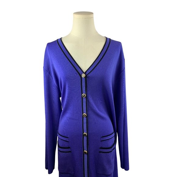 Howard Wolf Escape Purple Long Cardigan Sweater Dress L With Button Front & Pock - Picture 4 of 6